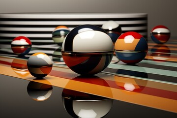Dynamic fusion of 2d and 3d elements against a vivid and colorful abstract background design