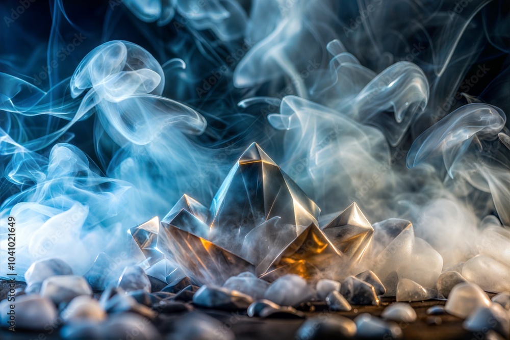 Canvas Prints geometric crystal object in smoke texture on dark background
