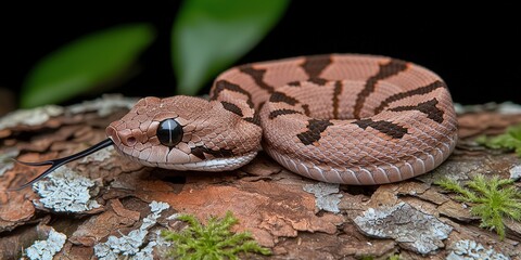 Fototapeta premium Borneo Ringed Snake Closeup Tropidolaemus Subannulatus Wildlife Photography