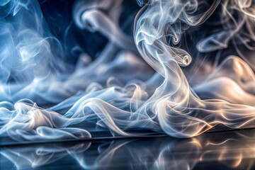 Fototapeta premium Abstract blue and white smoke texture against dark background