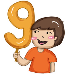 A boy with number 9 (September)
