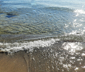 transparent sea water in the morning sun