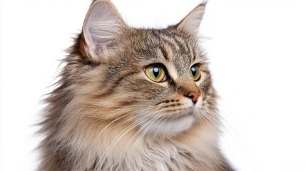 Closeup Portrait of a Fluffy Cat with Green Eyes