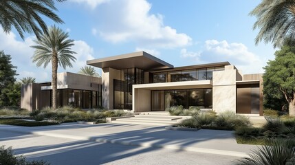 A stunning modern home located in a peaceful natural setting.