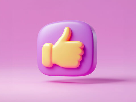 thumbs up button icon on purple background - Powered by Adobe