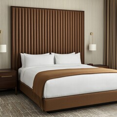 Modern Bedroom Design Featuring Elegant Bed and Stylish Headboard in Cozy Interior Setting