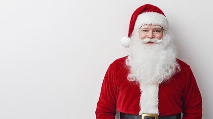 Happy Santa Claus in Red Suit with White Beard
