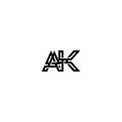 AK monogram logo design letter text name symbol monochrome logotype alphabet character simple logo