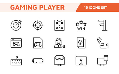 Gaming Icon Set. Vibrant and dynamic icons for game design, streaming, and e-sports branding, perfect for creating immersive interfaces and enhancing your gaming projects.