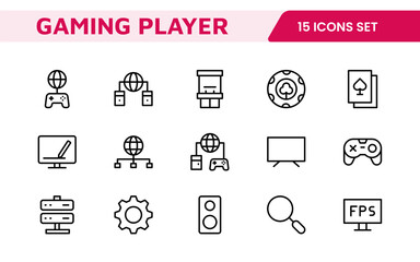Gaming Icon Set. Vibrant and dynamic icons for game design, streaming, and e-sports branding, perfect for creating immersive interfaces and enhancing your gaming projects.