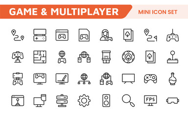 Gaming Icon Set. Vibrant and dynamic icons for game design, streaming, and e-sports branding, perfect for creating immersive interfaces and enhancing your gaming projects.