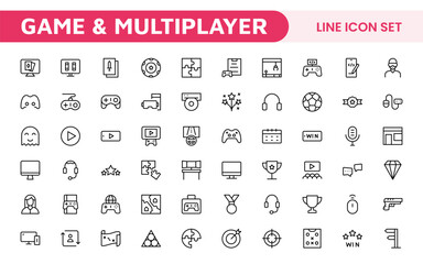 Gaming Icon Set. Vibrant and dynamic icons for game design, streaming, and e-sports branding, perfect for creating immersive interfaces and enhancing your gaming projects.