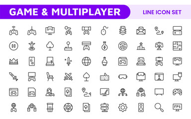 Gaming Icon Set. Vibrant and dynamic icons for game design, streaming, and e-sports branding, perfect for creating immersive interfaces and enhancing your gaming projects.