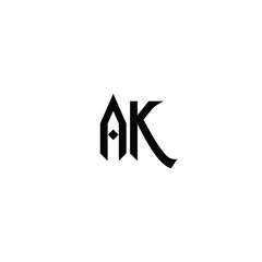 AK monogram logo design letter text name symbol monochrome logotype alphabet character simple logo