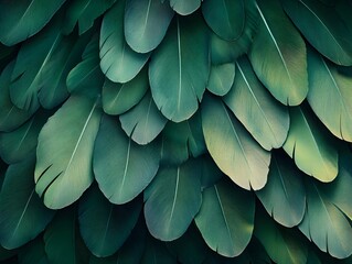 A close-up of layered green leaves, showcasing texture and color variations.