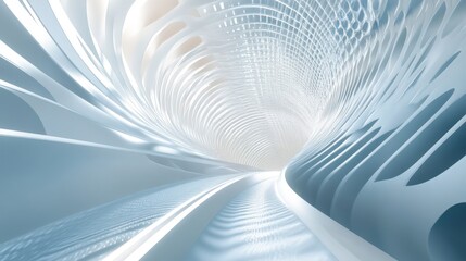 A futuristic, abstract tunnel with smooth, flowing lines and a light gradient.