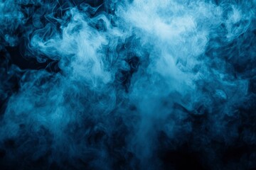 Abstract Blue Smoke Swirling Against a Dark Background