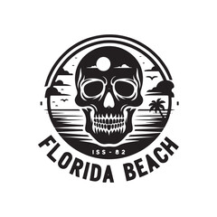 Unique Florida Beach Skull Silhouettes – Ideal for T-Shirts, Stickers, and More