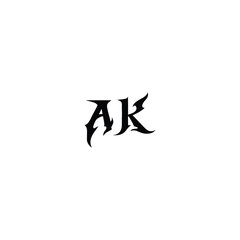 AK monogram logo design letter text name symbol monochrome logotype alphabet character simple logo