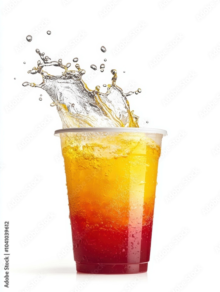 Poster A refreshing drink with a splash of color. AI.