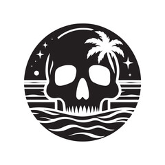 Unique Florida Beach Skull Silhouettes – Ideal for T-Shirts, Stickers, and More