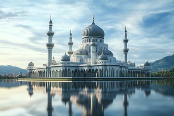 majestic and beautiful islamic mosque by generative ai