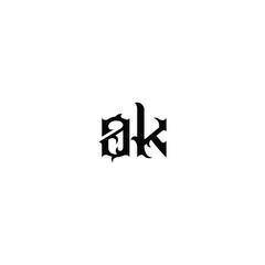 Fototapeta premium AK monogram logo design letter text name symbol monochrome logotype alphabet character simple logo
