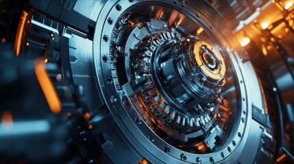 Metalworking CNC milling machine. Hi-technology machining concept.