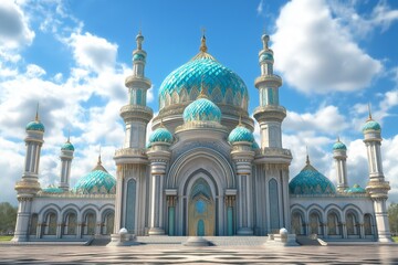 Obraz premium majestic and beautiful islamic mosque by generative ai