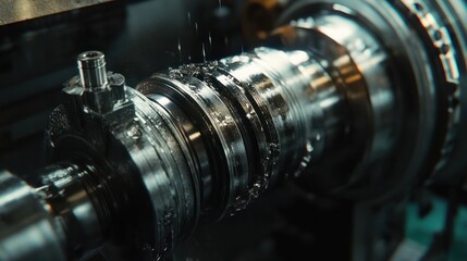 Fototapeta premium Process working CNC turning cutting milling metal Industry machine