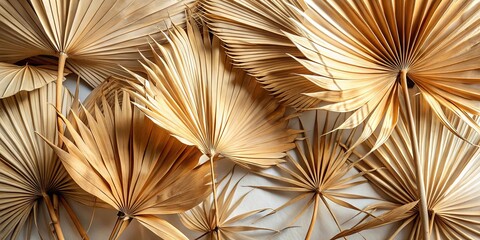 A Collection of Dried Palm Fronds Arranged in a Symmetrical Pattern, Creating a Striking and Textural Composition