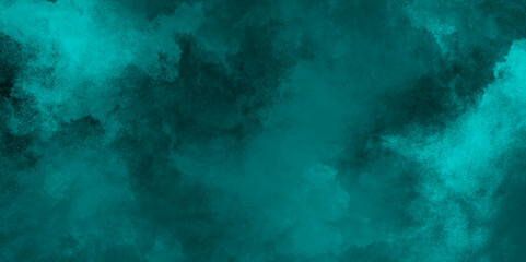 abstract cloud and vapor texture background. Black and Green smoke aquarelle smudge illustration smooth grungy smokey light pastel colors ink glow. Teal color powder explosion
