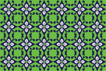 Ikat is abstract ethnic art with a seamless pattern in tribal, folk embroidery, and Mexican style. It is an Aztec geometric art ornament print designed for carpets, wallpaper, fabric, and clothing.