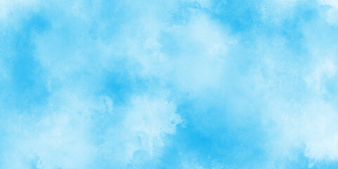Watercolor stain with hand paint pattern on blue canvas, Abstract beautiful light blue cloudy sky clouds with stains, Creative vintage light sky blue background with various clouds and fogg.