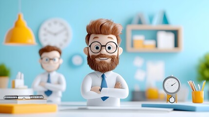 A 3D depicting HR professionals engaged in employee retention planning utilizing various analytical tools and strategies to enhance workforce engagement productivity and talent management