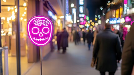 Fototapeta premium Lively Neon Lit Urban Scene with Energetic Atmosphere and Diverse Signage