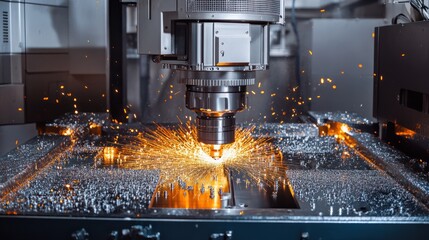 turning operation on cnc machine. metal cut work industry. Precision manufacturing and machining