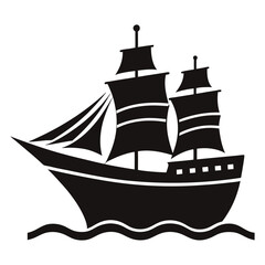 Ship Silhouette Vector | Nautical Maritime Clipart and Illustration Art