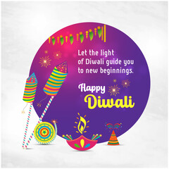 Happy Diwali. Creative Social Media Greetings Template Vector Design Layered. Deepawali, Indian Festival background. Wishes Post