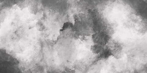 Abstract white and gray isolated cloud cumulus clouds. Gray aquarelle painted realistic fog or mist smoky textured canvas design. White and ash messy wall stucco texture background.	
