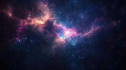 Naklejka premium A stunning galaxy of stars and colorful nebulas, glowing against the backdrop of deep space, symbolizing the mysteries of the universe