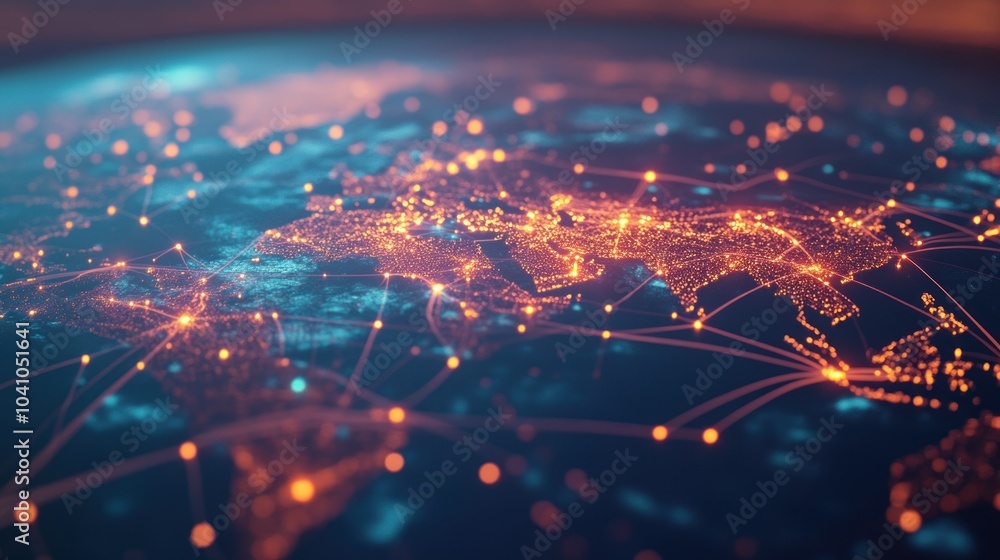 Poster abstract animation representing the interconnectedness of global travel networks