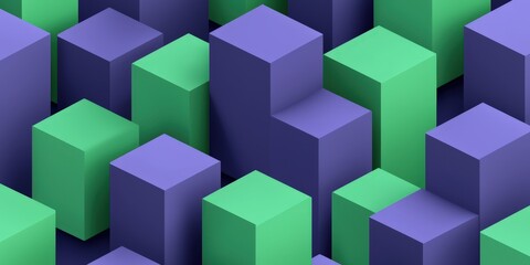 Obraz premium Abstract Geometric Pattern Purple and Green 3D Cubes Background
