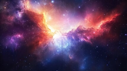 Fototapeta premium Stunning galaxy filled with radiant nebulas and stars, glowing in deep space and symbolizing the mysteries of the universe