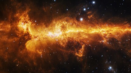 Naklejka premium A breathtaking galaxy with glowing stars and swirling nebulas, illuminated by radiant colors in the depths of space, symbolizing cosmic wonders