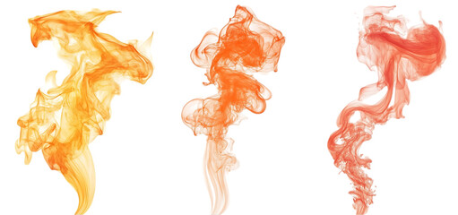three set of fire flame collection isolated transparent background