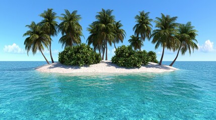 Fototapeta premium Tropical Island Paradise with Palm Trees and Turquoise Water