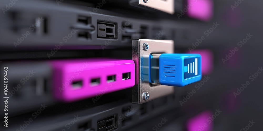Poster api interface on server rack modern technology concept