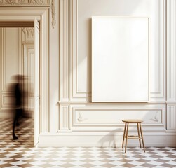 Fototapeta premium Mock up poster in Living room, Scandinavian decoration, 3d render, 3d illustration