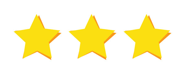 Five stars customer product review icon. yellow 3 star rating feedback for website, app, design. 123.